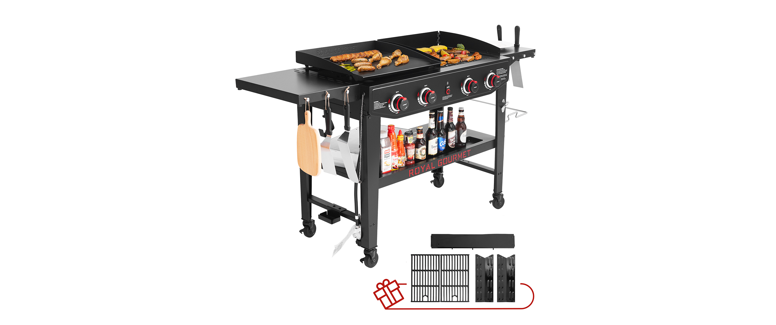 Royal Gourmet Propane 4-Burner Gas Grill and Griddle Combo